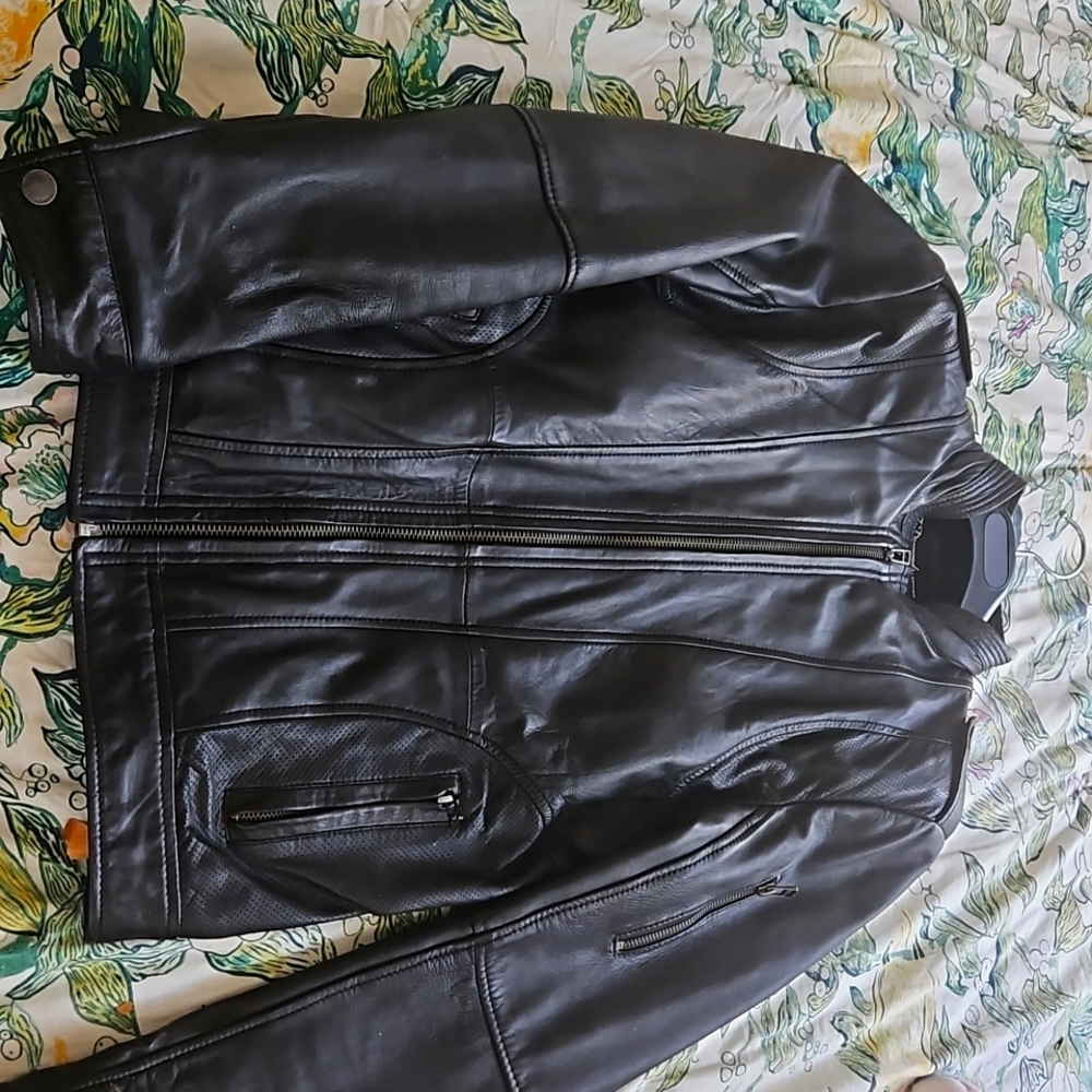 7 Diamonds Black Leather Jacket